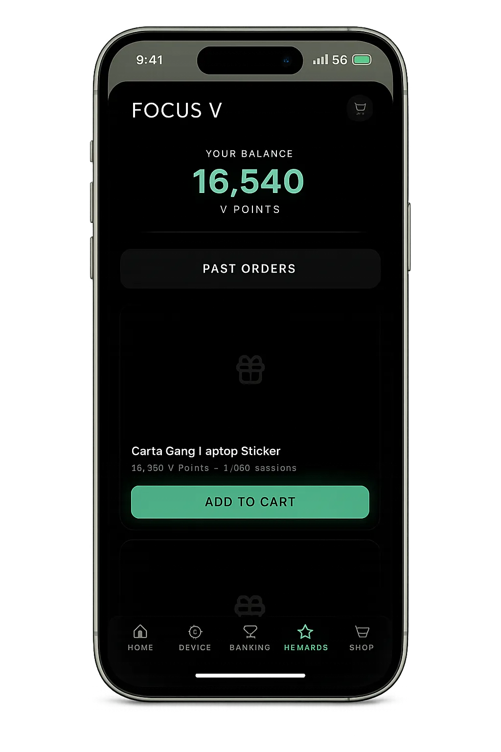 V Rewards in der Focus V App mit Punktestand und Prämienshop